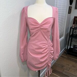 Pink Ruched Mini Dress